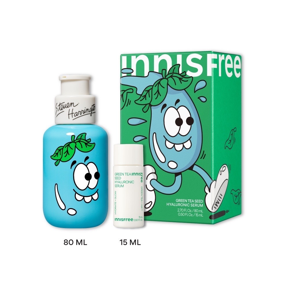 ฉลากไทยแพกเกจลิมิเตดหมด 12/2026)เซทคู่ 80 ml+15 ml.INNISFREE GREEN TEa SEED HYALURONIC SERUM 80ML+15ml