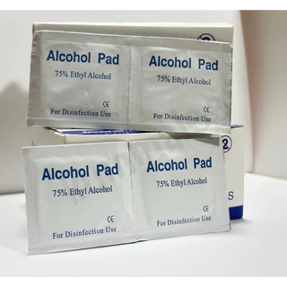 Alcohol pad แผ่นแอลกอฮอล์ 75% เช็ดทำความสะอาดแบบพกพา (100ชิ้น/กล่อง)