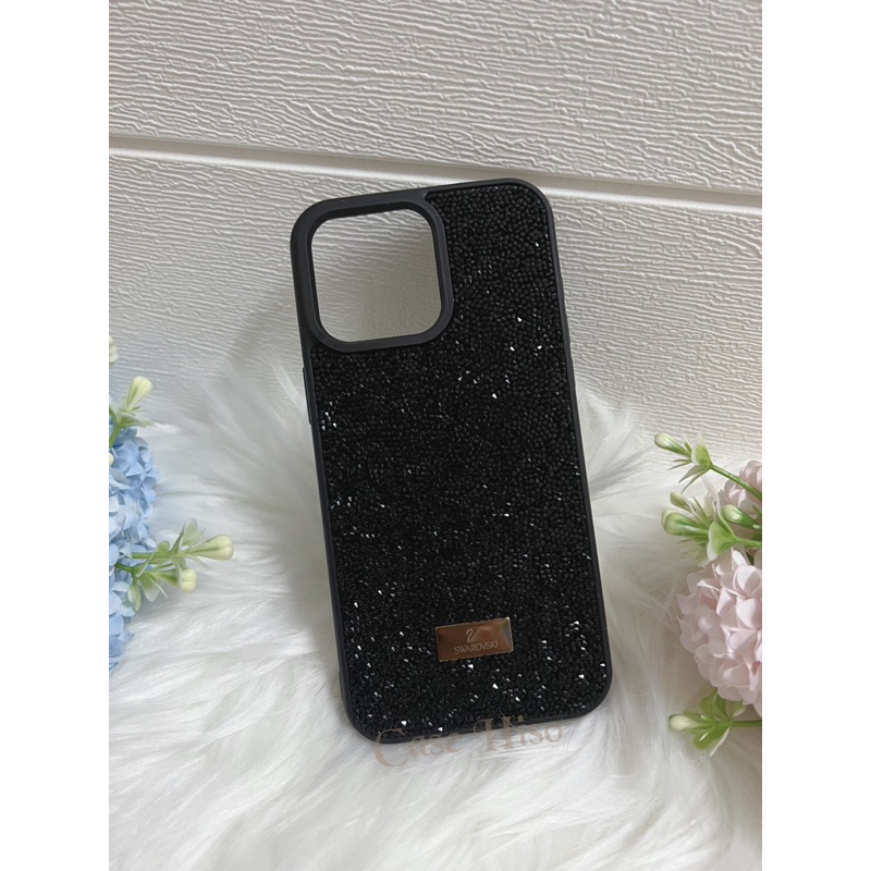 Caseประดับเพชร สีดำ ป้าย swarovski สำหรับ i phone