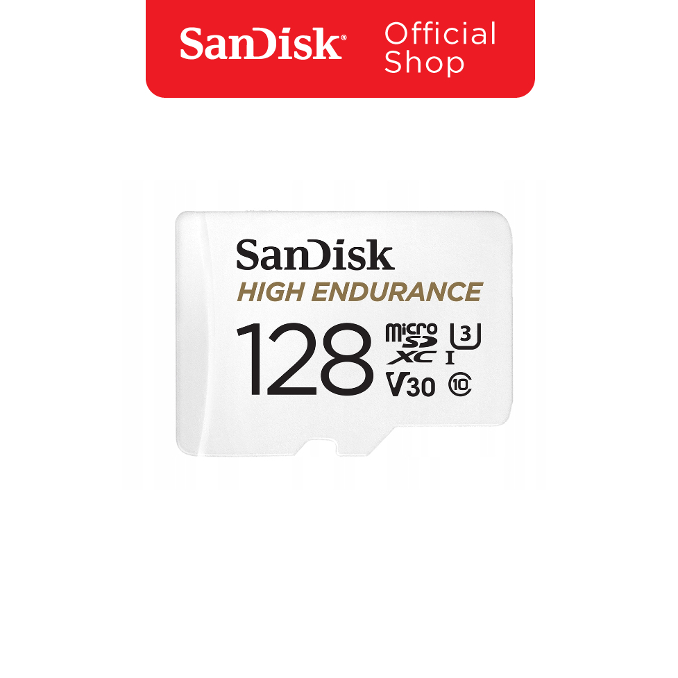 SanDisk High Endurance microSD 128GB (SDSQQNR-128G-GN6IA) สำหรับกล้องวงจรปิด ความเร็วสูงสุดอ่าน 100 MB/s เขียน 40 MB/s