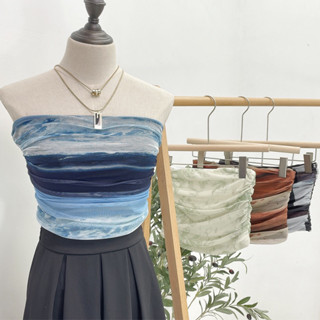 Unicrony • เกาะอกทะเล พร้อมส่ง เสื้อเกาะอกแต่งผ้าชีฟองพิมพ์ล…