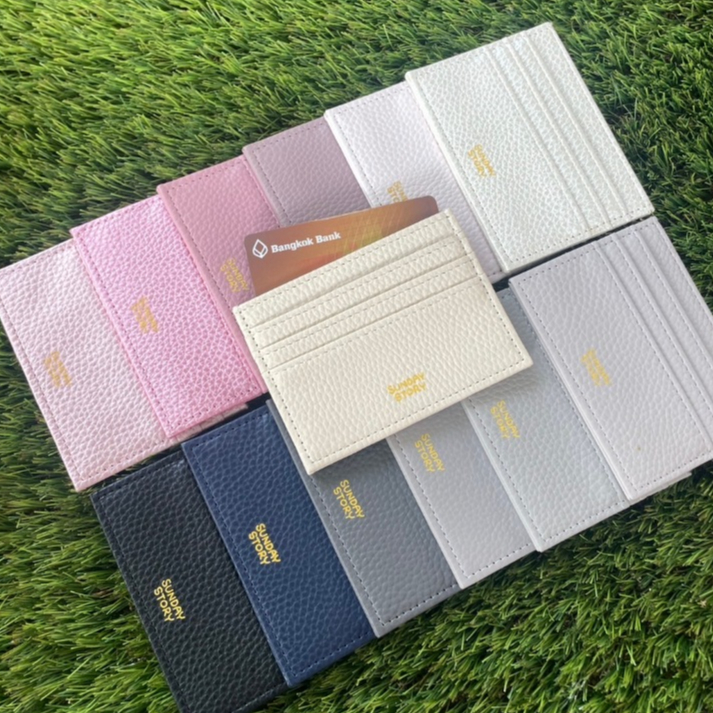 ( พร้อมส่งจากไทย ) กระเป๋าใส่บัตร card holder เครดิต ธนบัตร ปักโลโก้ สีสันลูกคุณเรียบโก้