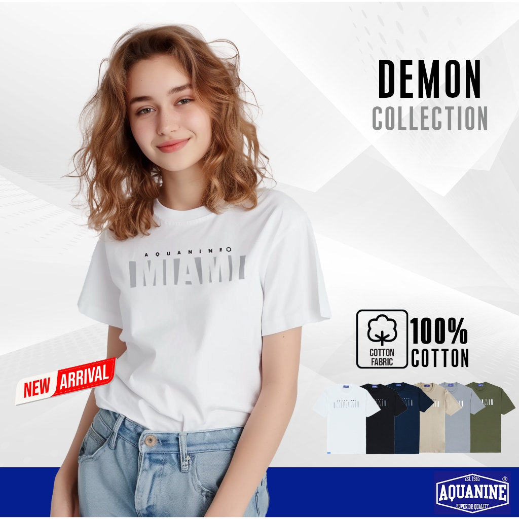 AQUANINE อควาไนน์ เสื้อยืดผู้หญิง รุ่น AIRY เสื้อคอตตอน มินิมอล สตรีท ใส่สบายตัว ไม่ร้อน ลิขสิทธิ์แท้