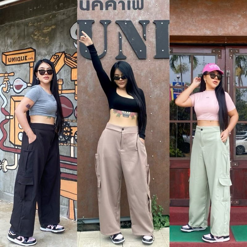 กางเกงขายาวผ้าเปเป้(ท10) ไซส์ใหญ่ เอว34-46นิ้ว