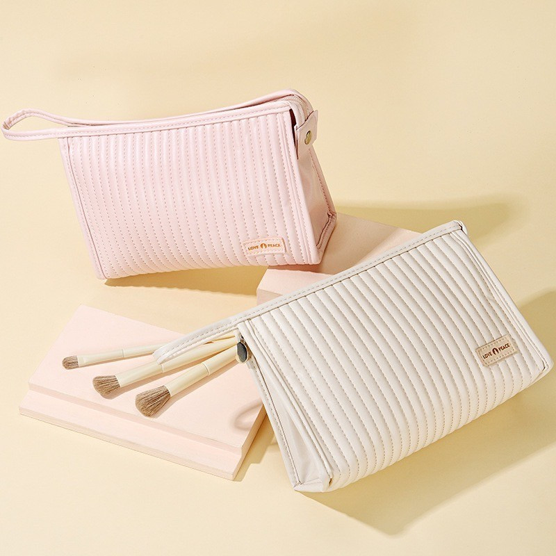 พร้อมส่ง !! กระเป๋าเครื่องสําอาง หนังpu กันน้ำ ขนาดพกพา ทรงเหลี่ยม
