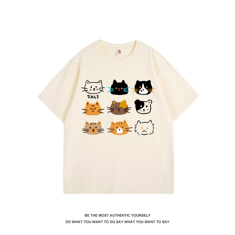 พร้อมส่ง เสื้อยืดพิมพ์ลาย "แมวน่ารักเกาหลี"