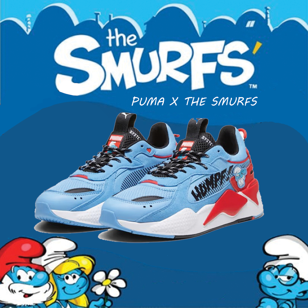 [ลด20% เก็บโค้ด 20XTRA1000] PUMA RS-X THE SMURFS รองเท้า พูม่า แท้ ผู้ชาย รองรับการวิ่งและออกกำลังกา