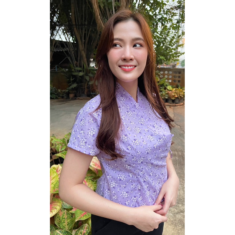 เสื้อเจ้านางมัดข้าง สีม่วง