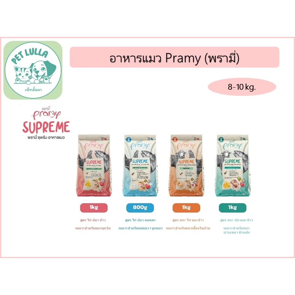 พรามี่ ซุพรีม Pramy Supreme อาหารเม็ดแมว ชนิดเม็ด แบ่งขาย บรรจุ 8กิโลกรัม-10กิโลกรัม/ต่อกระสอบ