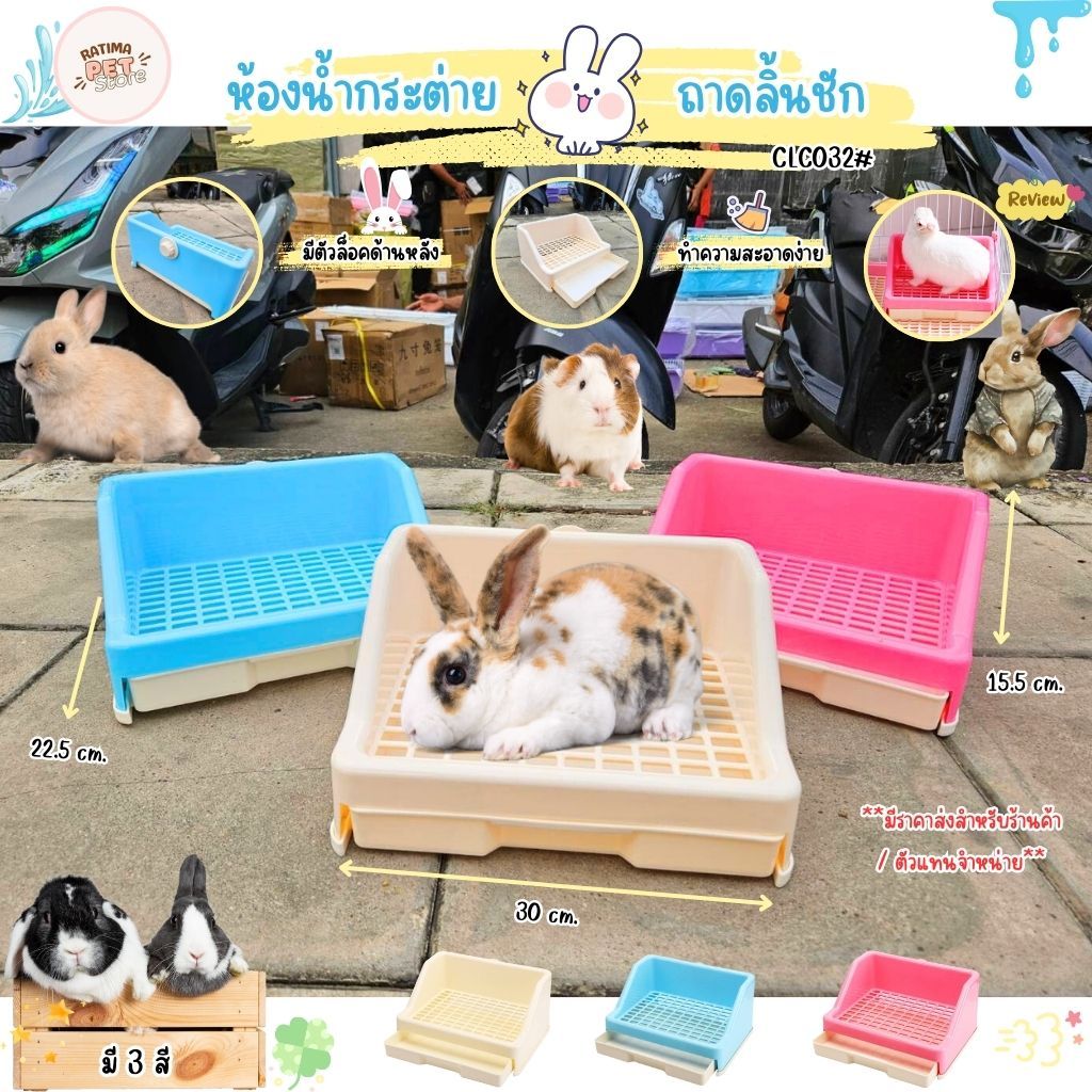 ห้องน้ำสัตว์เลี้ยง ถาดฉี่กระต่าย ขนาดใหญ่ แก๊สบี้ ชินชิล่า CLC032# ห้องน้ำกระต่าย (Ratima)