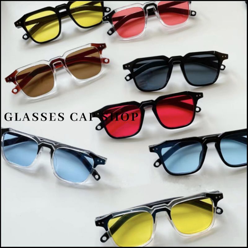 New-18058 แว่นตากันแดด แว่นตาแฟชั่นสไตล์เกาหลี เลนส์สี [ สินค้าพร้อมส่ง]