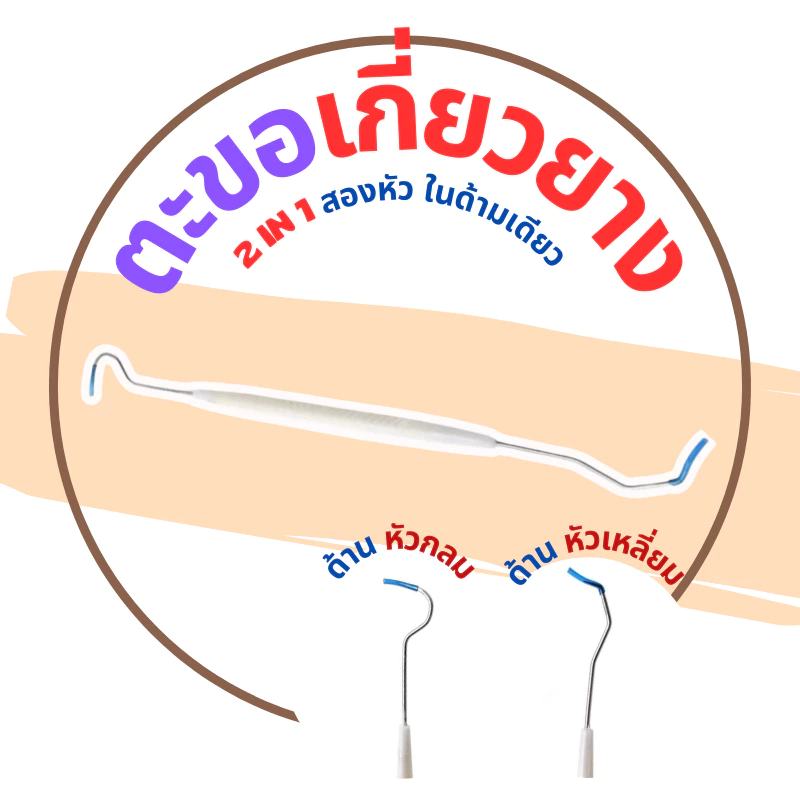 2IN1 ตะขอเกี่ยวยาง ที่ขูดหินปูน แคะร่องฟัน ทีแคะฟัน ขูดเศษอาหาร เครื่องมือทันตกรรม ตรวจช่องปาก แคะขี้ฟัน สินค้าคุณภาพ