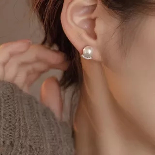 iDEAL ต่างหูแฟชั่น Smile Pearl ต่างหูเงิน ต่างหูเพชร ต่างหูผู้หญิง