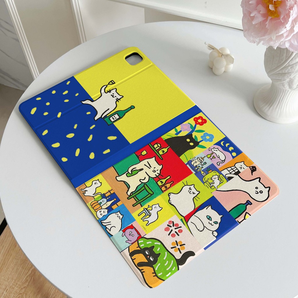 🚀จัดส่งทันที🚀Cute เคสไอแพด Pro13 2024 Air8 11 gen9/8 Funny cat เคสipad  gen11 Air4/5 case iPad mini7