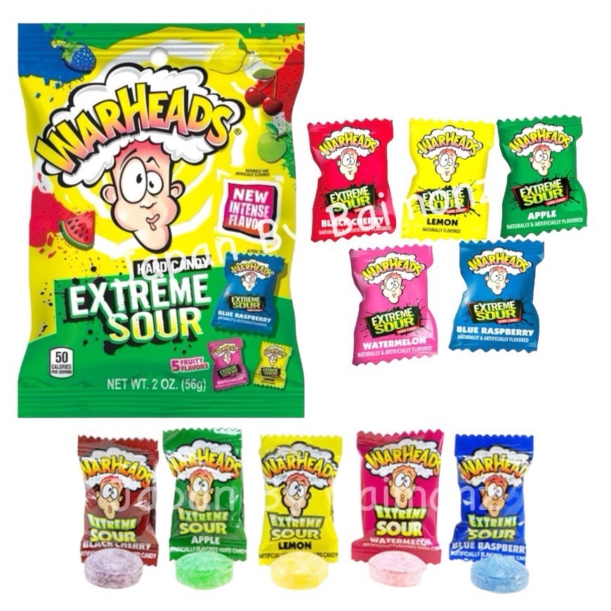 🔥 พร้อมส่งจากไทย 🔥 Warheads Extreme Sour Candy ลูกอมรสผลไม่เปรี้ยวจี๊ด 5 รสชาติ