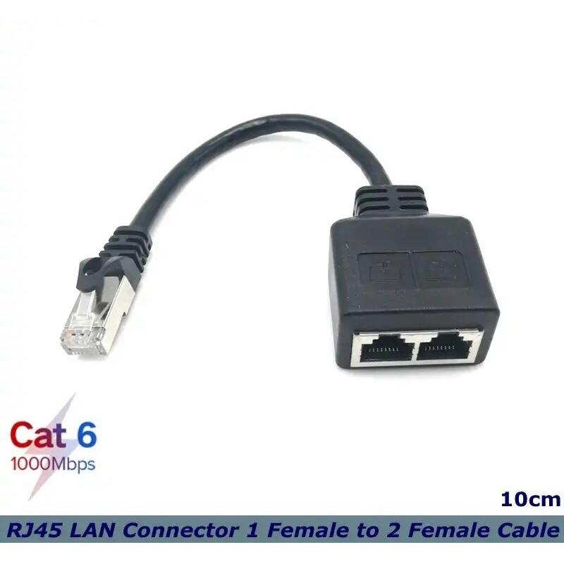 RJ45 Splitter LAN Connector 1หญิง2สาย0.2M ใช้งานร่วมกับ CAT5 CAT6