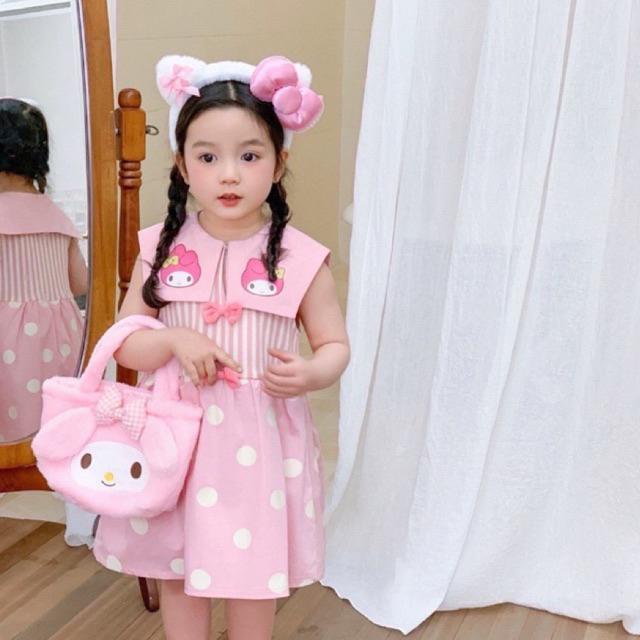 พร้อมส่ง เดรสลูกสาว Mymelody แต่งโบว์(โบว์) น่ารักมากก ชุดเดรสเด็กผู้หญิง เสื้อผ้าเด็กผู้หญิง