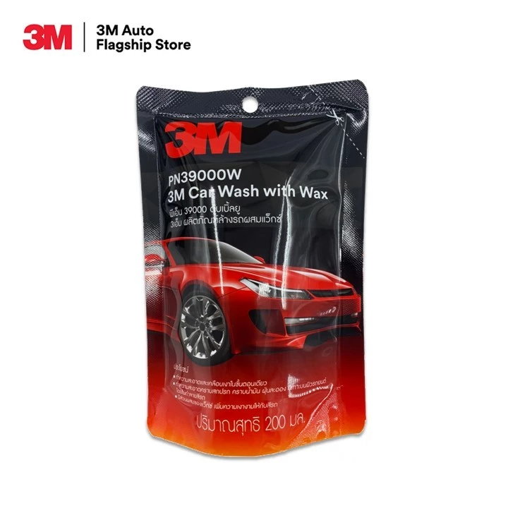 3M แชมพูล้างรถ น้ำยาล้างรถ สูตรผสมแวกซ์ PN39000W 200 ml.