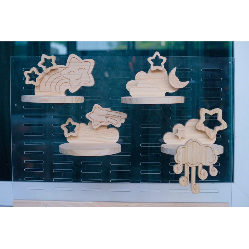 LP174 ชั้นปีนสัตว์เลี้ยง แบบยึดกรง ลวดลายน่ารัก สำหรับสัตว์เล็ก ชินชิลล่า กระรอก บุชเบบี้ ทำจากไม้สนเกรดA สวยงาม มินิมอล