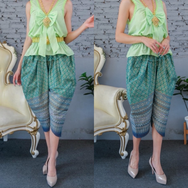 โจงกระเบน ทรงกินรี ผ้าไทยเอวสม๊อค