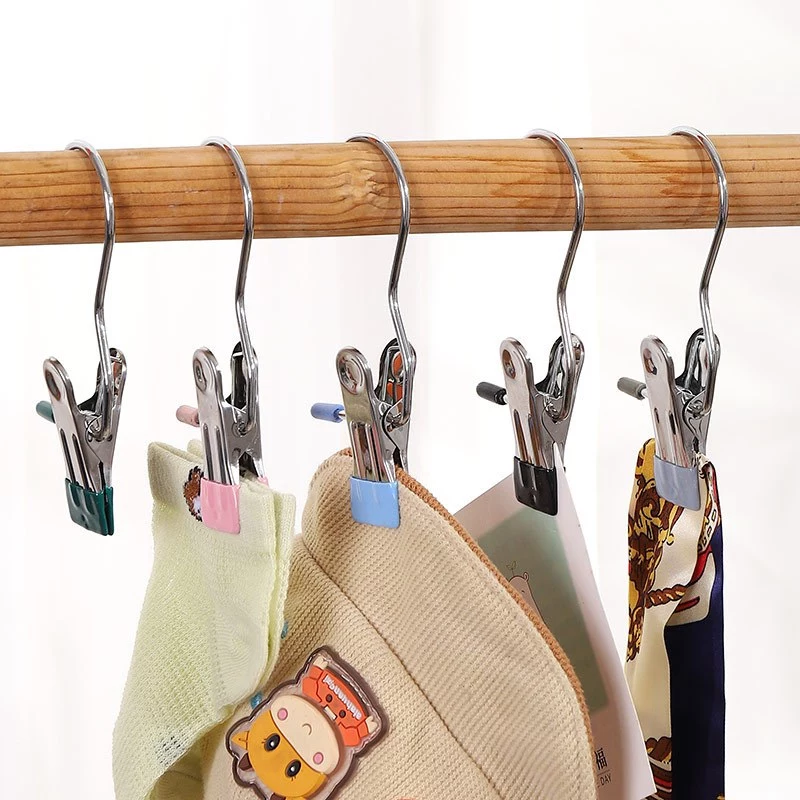 ID888 ที่หนีบผ้าทำจากสแตนเลส คลิปหนีบกางเกงตัวหนีบผ้า คละสี (10ชิ้น/5ชิ้น/1ชิ้น)