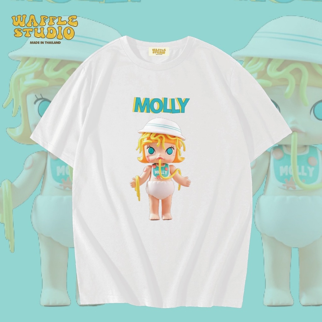 [ ส่งฟรี ] WS0136 เสื้อยืดโอเวอร์ไซส์ เสื้อยืดเกาหลี ผ้าคอตตอน100% เสื้อยืด มอลลี่ Molly Pop Mart WAFFLE STUDIO