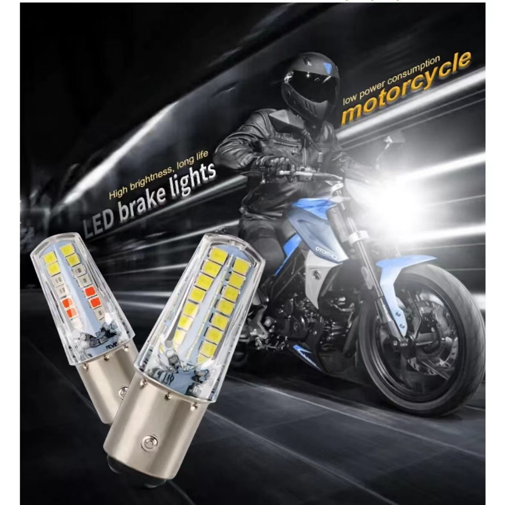 4สี ไฟท้ายรถจักรยานยนต์ Bay15d P21-5W ไฟเบรก 2835 32smd แบบสัมผัสคู่ ไฟเลี้ยวรถยนต์
