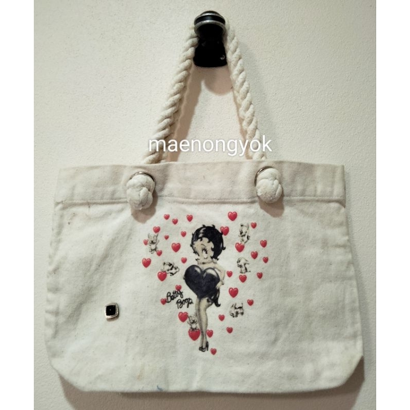 กระเป๋าผ้าดิบมือสองสภาพใหม่ Betty Boop งานสกรีน