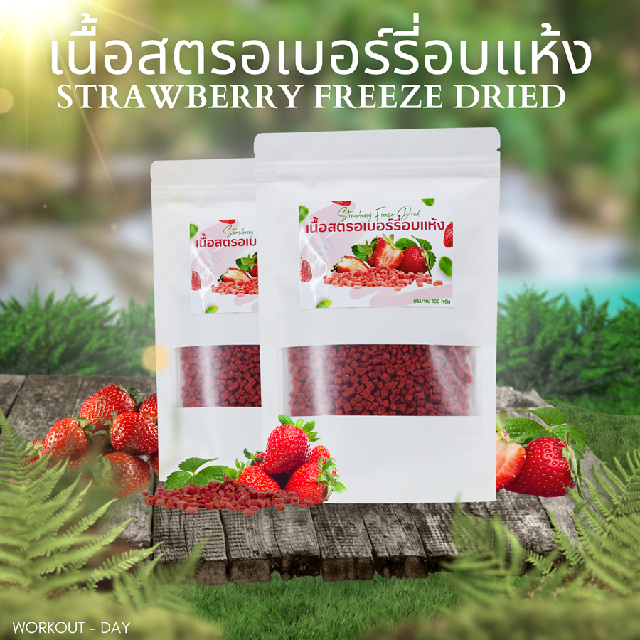 เนื้อสตรอว์เบอร์รี่ Freeze Dry สตรอเบอร์รี่ ฟรีซดราย ขนาด100กรัม