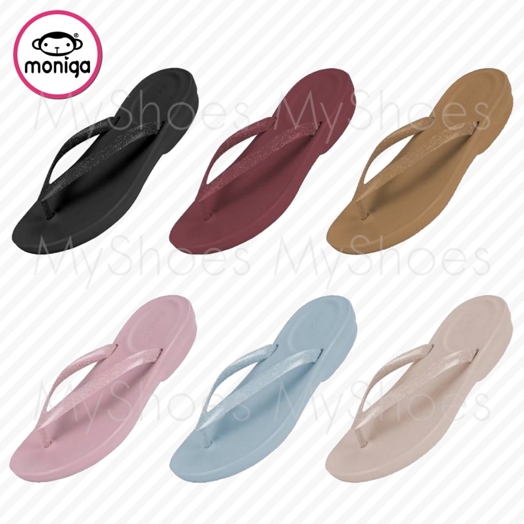 MONIGA 92206 รองเท้าแตะ รุ่น MONOBO ไซส์ 5-8 สี ดำ เทาเข้ม ชมพูกะปิ ส้ม เบจ เทาอมม่วง MyShoes