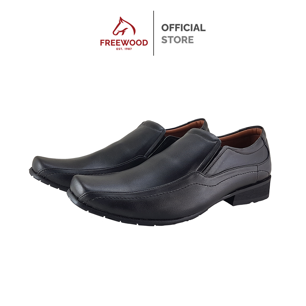 FREEWOOD BUSINESS SHOES รองเท้าคัทชูผู้ชาย หนังแท้  รุ่น 58-384 สีดำ ( BLACK )