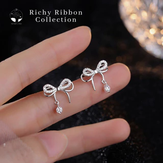 MNL💗ต่างหูแบบแป้น Richy Ribbon รูปโบ เครื่องประดับแฟชั่น เงินแท้ ผู้หญิง ใส่ออกงาน ใส่เที่ยว ได้ทุกวัน ของขวัญ