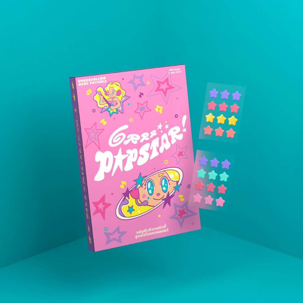 GRRRBEAUTY - Popstar Hydrocolloid Acne Patches (24 PCS) แผ่นซับสิวเกอบิวตี้ สูตรไฮโดรคอลลอยด์ คอลเลคชั่นป๊อปสตาร์ 24 ดวง - รูปที่ 2