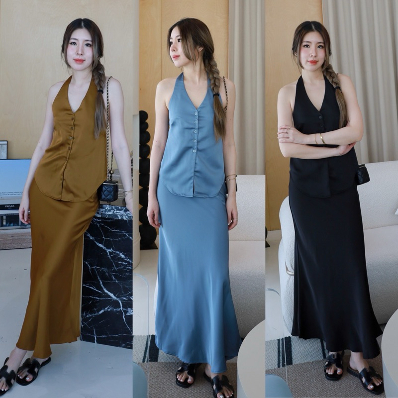 satin best with skirt basicselected