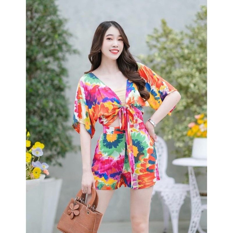 เสื้อพร้อมกางเกงมัดย้อม ใส่เที่ยว