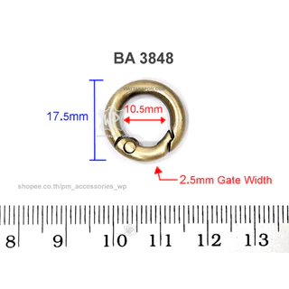 BA 3848 ตะขอกลม ห่วงสปริง ขนาด1ซม. 2ชิ้น Zinc Alloy Plated Gate Spring O-Ring, 2 pieces