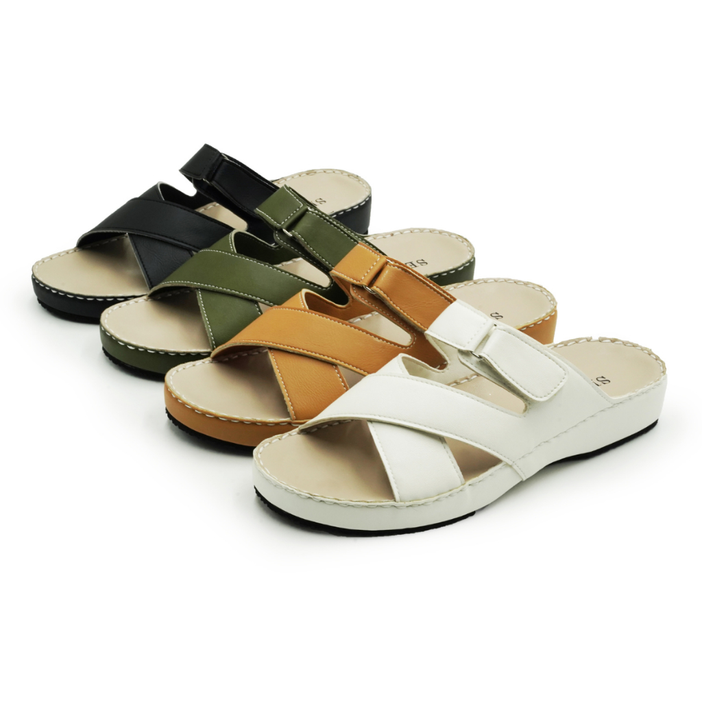 SENSO รองเท้าแตะคอมฟอร์ทหนังPU ซับPU เพื่อสุขภาพ สายเก็บหน้าเท้า (COMFORT) J87028