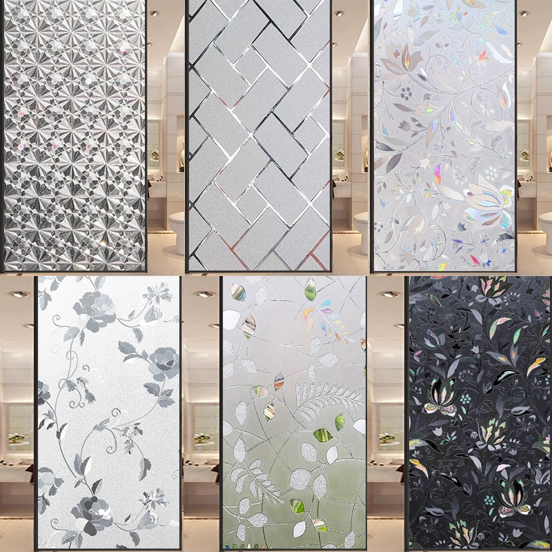 ฟิล์มติดกระจก รุ่นสูญญากาศ  สติ๊กเกอร์ติดกระจกบ้าน ฟิล์มฝ้าติดกPrivacy Window Film ฟิล์มติดกระจกหน้าต่างแบบไร้กาว
