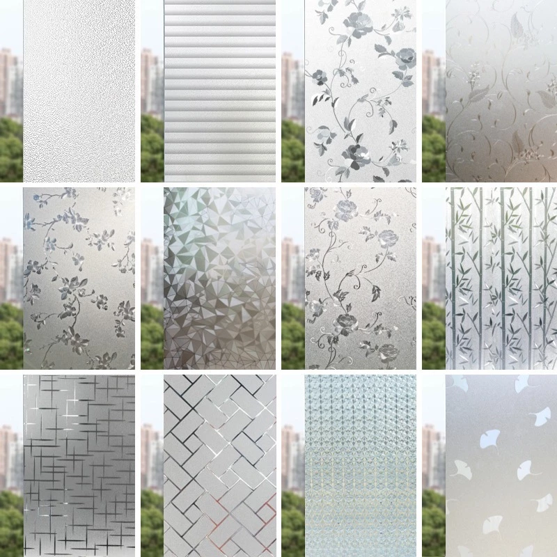ฟิล์มติดกระจกสุญญากาศ Window film 45/60/90 x 2m PVC สติ๊กเกอร์ติดกระจก ประตู หน้าต่าง มีให้เลือกหลายลาย