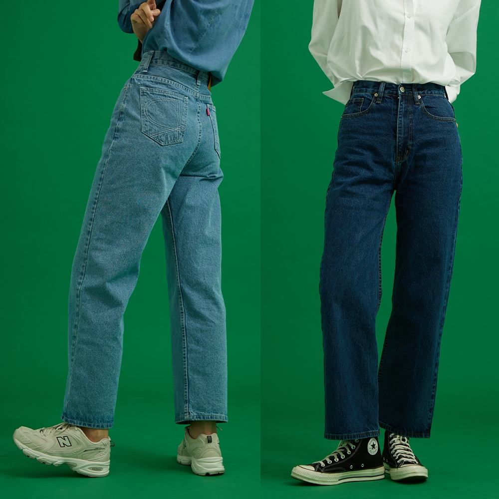 RYA Poppy Jeans ยีนส์เอวสูง หมุดดอกไม้ ผ้าไม่ยืด เข้าเอว สะโพกใหญ่ ขากระบอกตรง