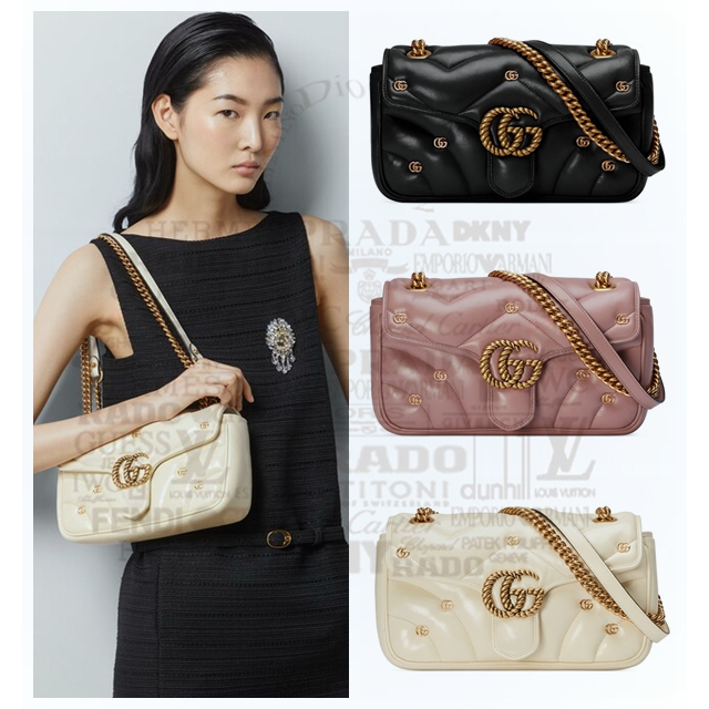 Gucci/GG Marmont Series/กระเป๋าสะพายใบเล็ก