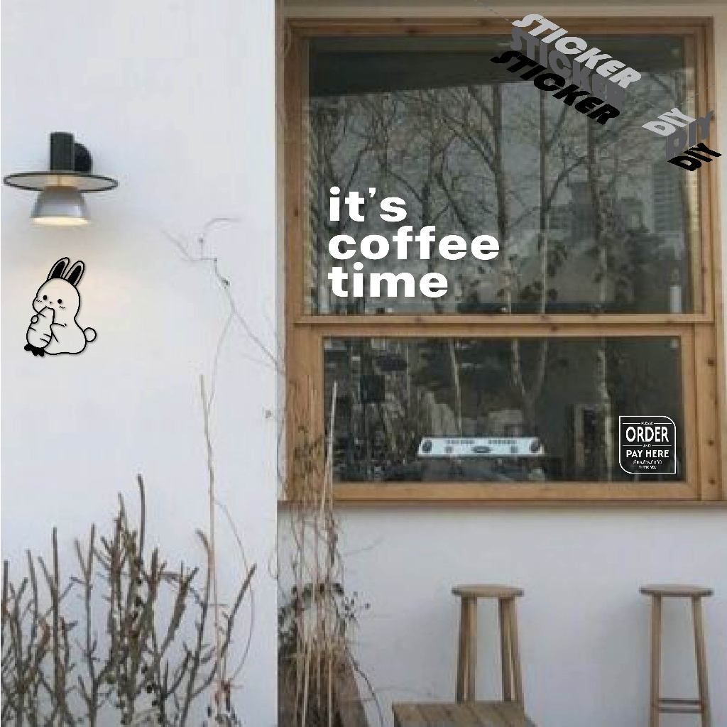 สติ๊กเกอร์ กาแฟ / Coffee / Cafe (PVC ไดคัทตกแต่งกระจก รูปที่ 5