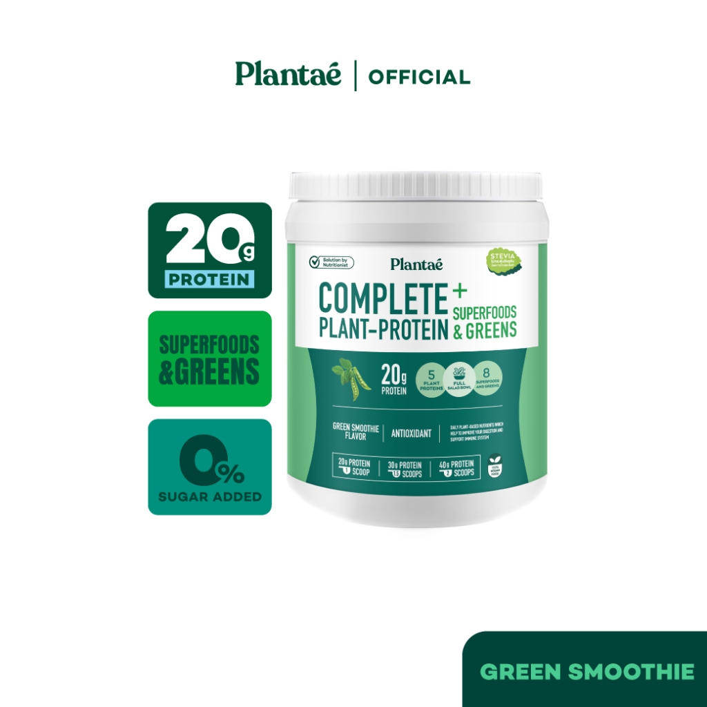 [ลด130.- PLANTDEC] Plantae Complete Plant-Protein : Superfoods & Greens รสGreen Smoothie ขนาด 800g : โปรตีนพืช