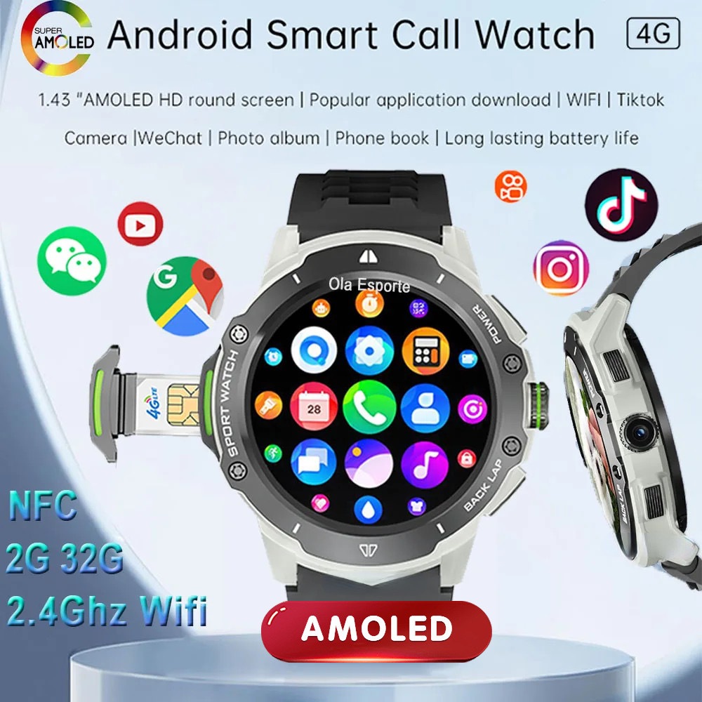 2024 NEW G15PRO 4G/5G SIM Card Wifi Smartwatch Men Women 32G Memory NFC HD Camera GPS Location Free 