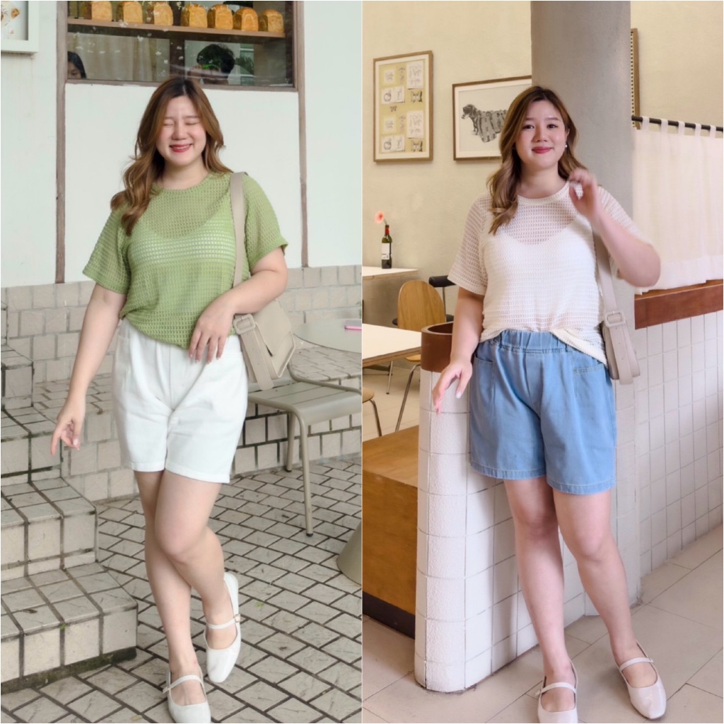 ( เอวสูงถึง 42”) Short Elastic เดรสสาวอวบ ชุดสาวอวบ กางเกงกระโปรง