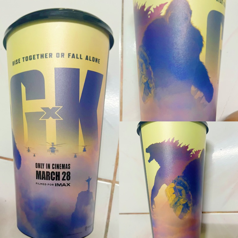 (ทักลด50%) โค้ดครบ! แก้วน้ำ godzilla vs kong the new empire แก้วโรงหนัง แก้ว godzilla kong ใหม่ พร้อมฝา