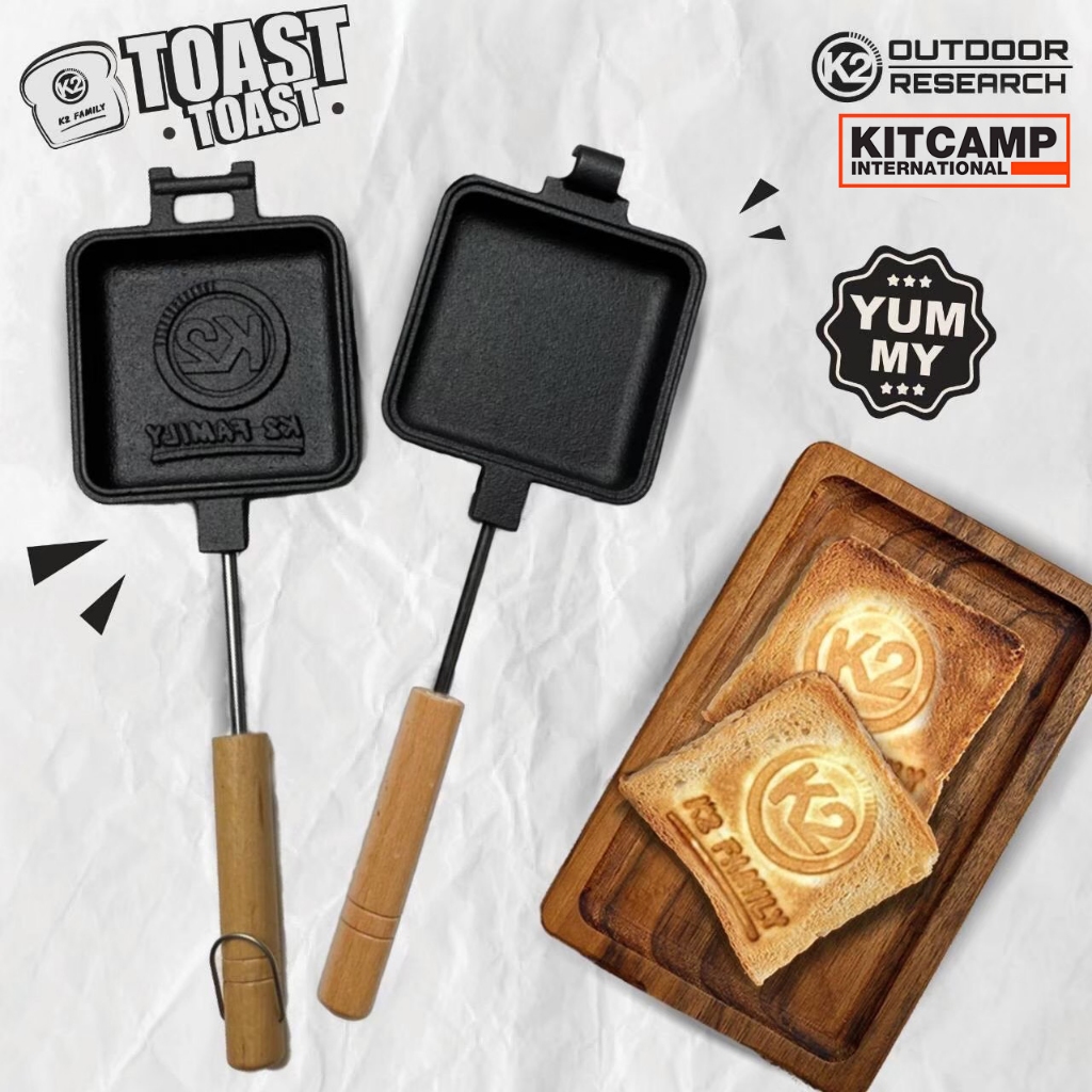 กะทะเหล็กหล่อ K2 TOAST TOAST กระทะแซนวิช กะทะแคมป์ปิ้ง