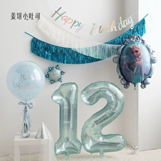 New ลูกโป่งตัวเลข สีฟ้าคริสตัล 32 นิ้ว ธีมฟ้า สินค้าพร้อมส่ง…