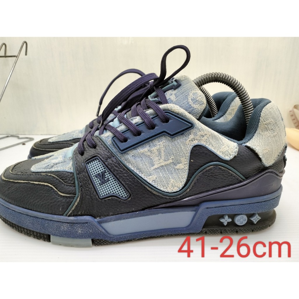 รองเท้าผ้าใบมือสอง Louis Vuitton LV Trainer X Nigo Blue size 41-26 cm