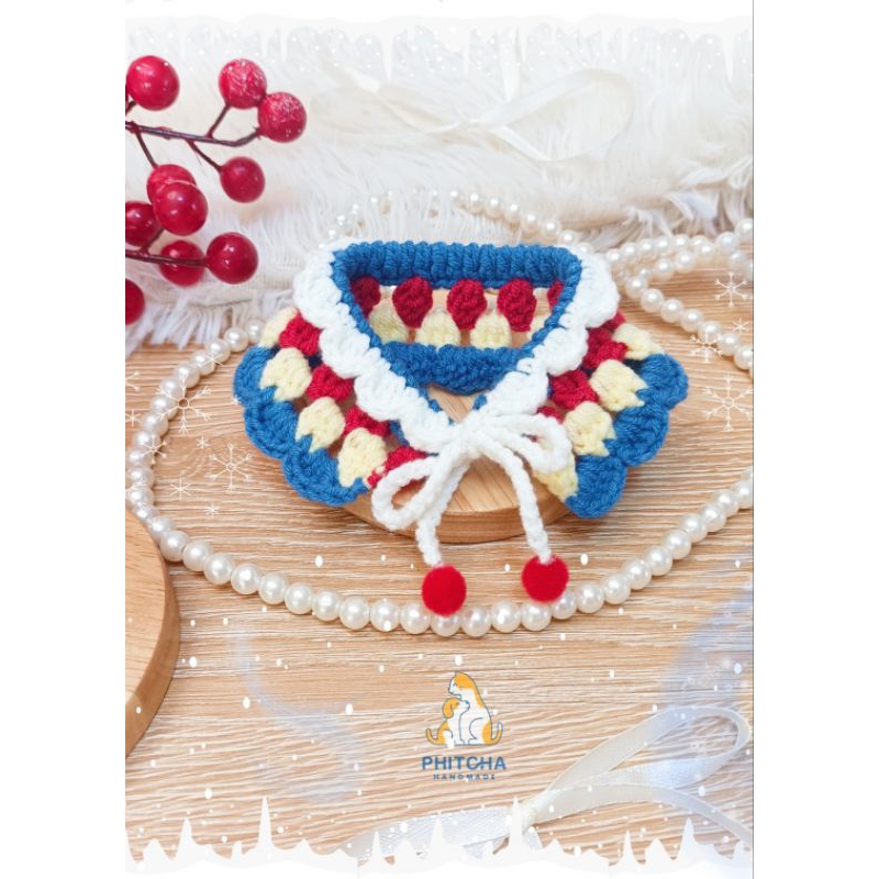 A02รุ่นPrincess ปลอกคอแมวน่ารักๆ ปลอกคอสัตว์เลี้ยง ปลอกคอแฮนด์เมด